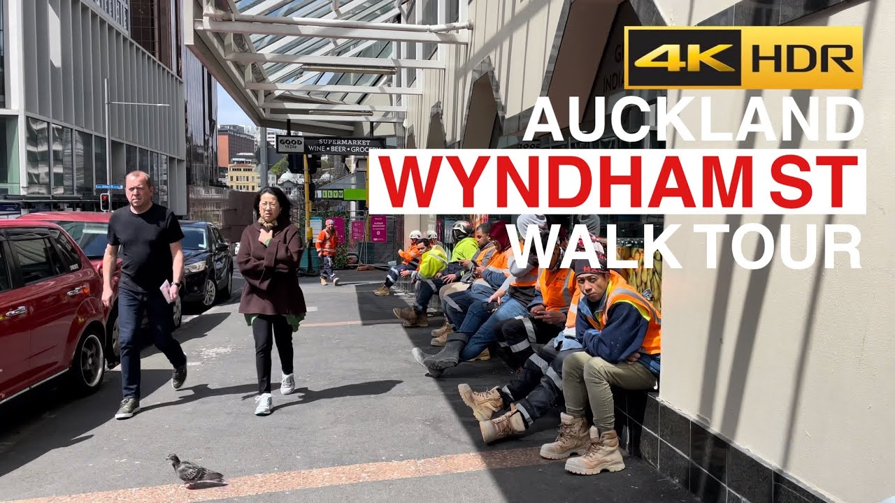 Auckland Wyndham Street Windy Walking Tour New Zealand 4K HDR