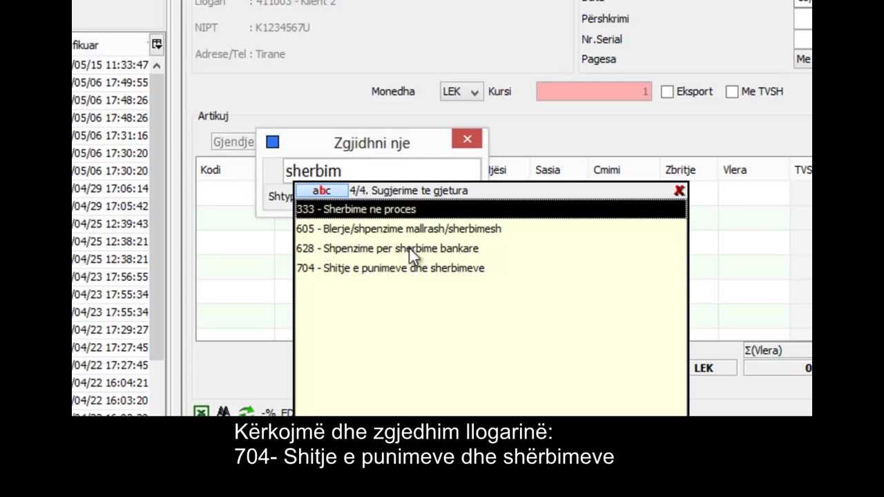 Opsion per shtimin e zerave te llogarive direkt ne Fature Blerje dhe Fature Shitje