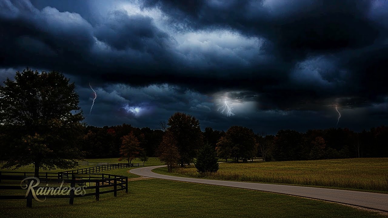 Dark Clouds Over the Fields | Peaceful Thunderstorm Ambience