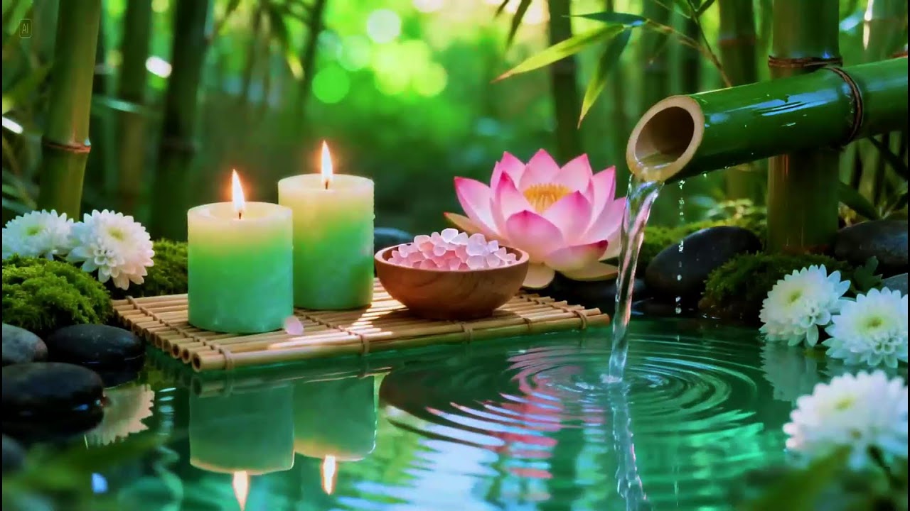 Calming Music for Sleep, Relax, Meditation🌿 Bamboo Water Fountain, Relieves Stress, Calm Anxiety