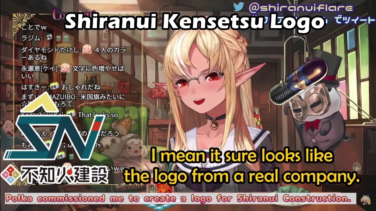 Flare Shows Shiranui Kensetsu Logo Made From Polka First Time 【Hololive English Sub】