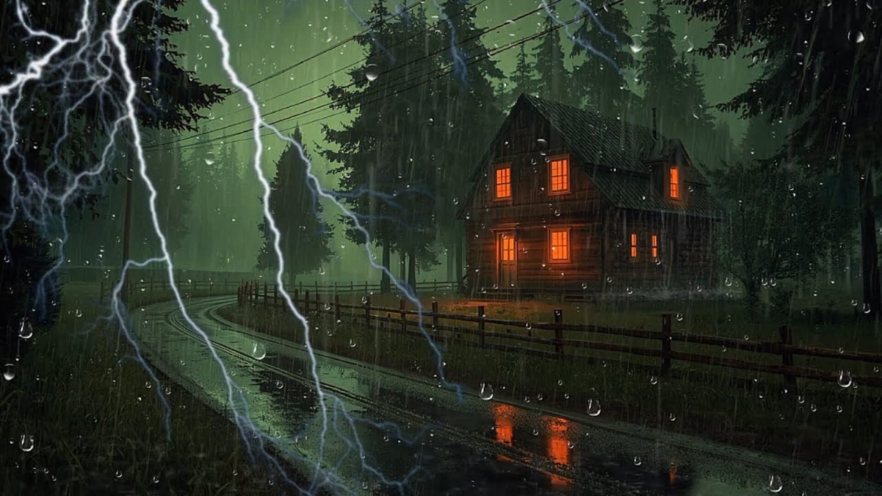 Heavy Rain in the forest and Thunderstorm sounds for Sleep