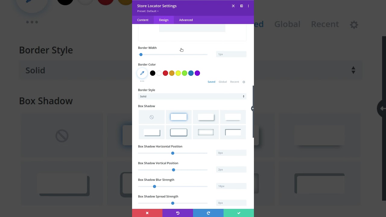 Form Container (Design Tab) - Divi Store Locator Module Settings