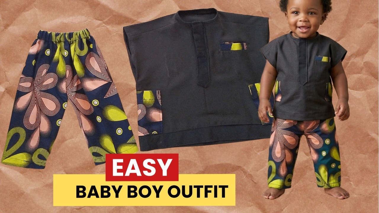 How to Sew a Baby Boy African Outfit (Top & Trouser) | Step-by-Step Tutorial