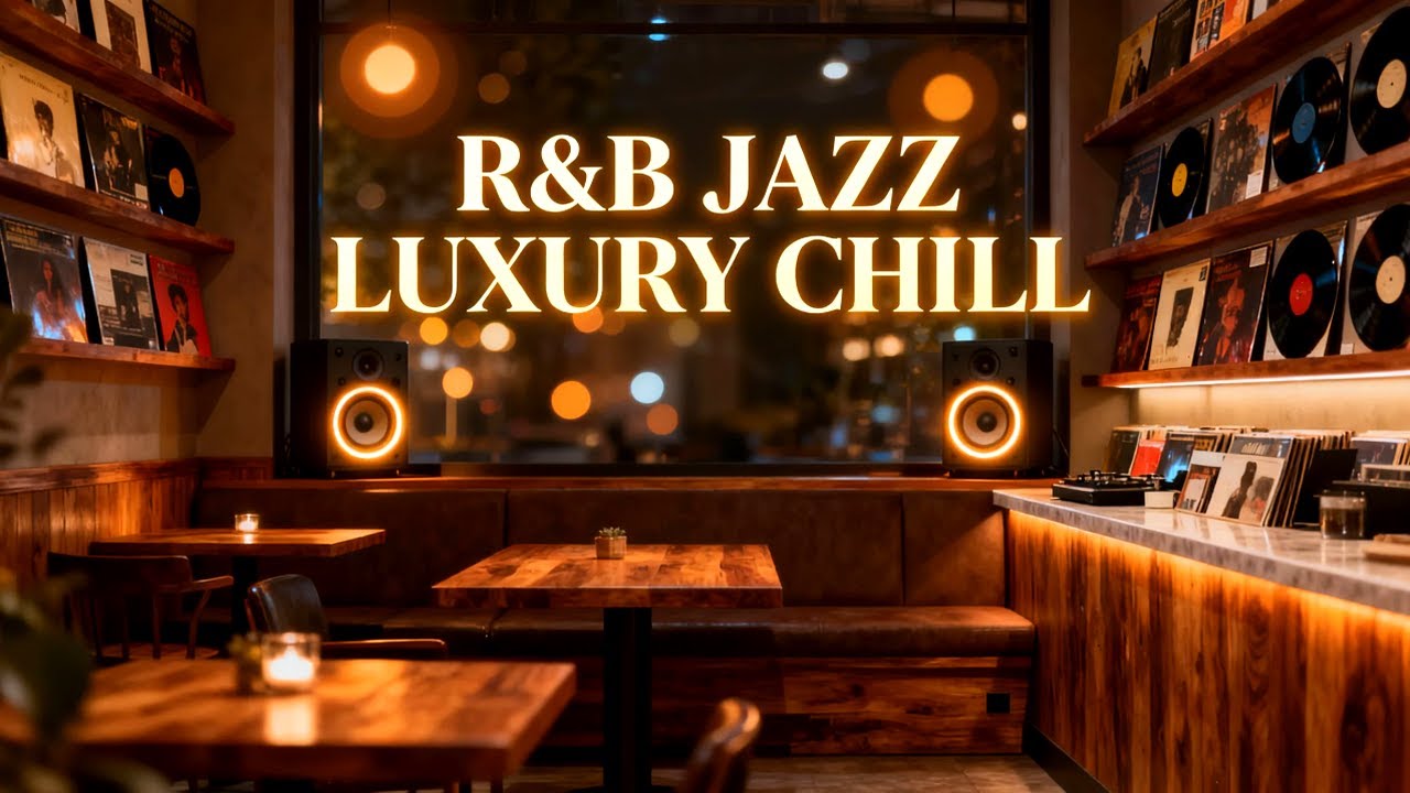 Rainy November Smooth Jazz Focus | Warm Golden RnB Café Study Ambience