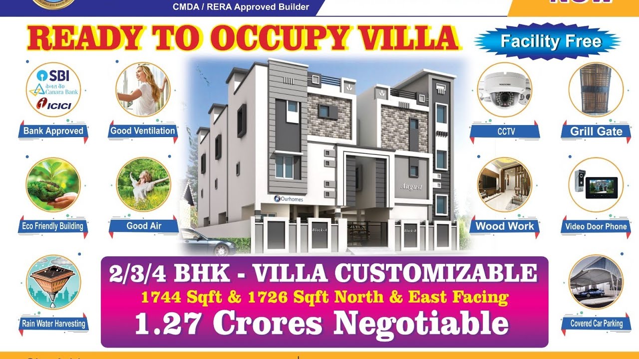 Ourhomes August Villa l Ready to Occupy l Madipakkam l Kuberan Nagar l Good location l Only Villa