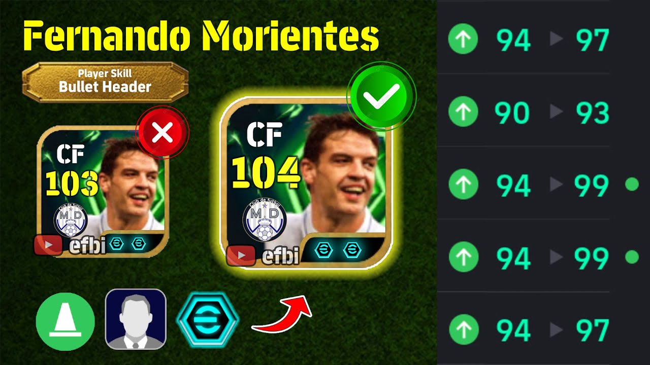 Fernando Morientes 104 BEST TRAINING with Booster, Max Level, Player Progression eFootball 2026