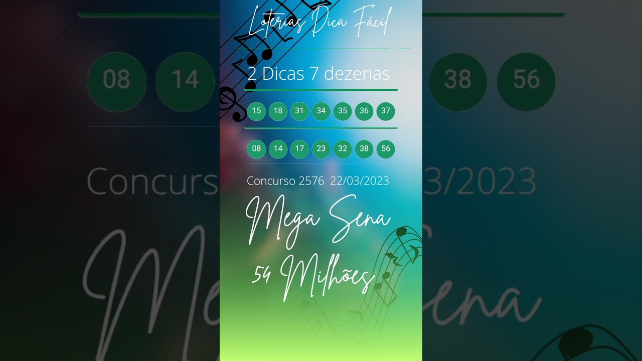 Dica FORTE para Mega Sena 2576 🍀 [ 2 jogos prontos de 7 dezenas] #shorts