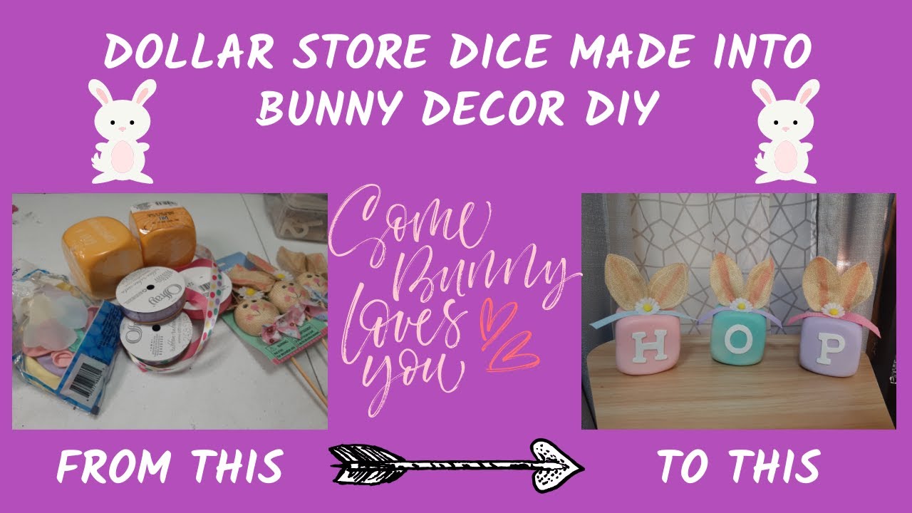 **DOLLAR TREE DICE MADE INTO BUNNY DECOR DIY**