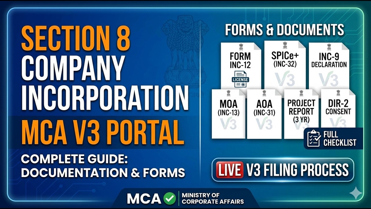 How to incorporate Section 8 Company | MCA Version 3 | Documents & Information 2026 #csvikashverma
