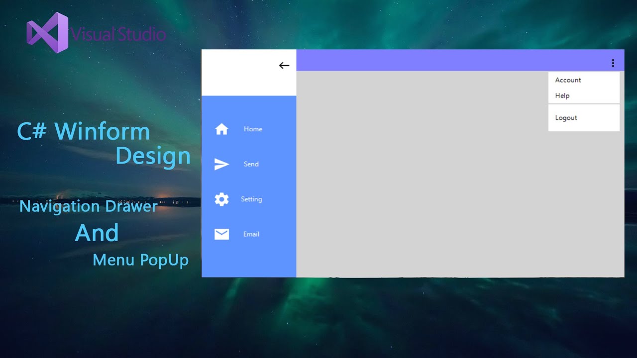 Пользовательский интерфейс C # Winform Design: панель навигации и всплывающее меню
