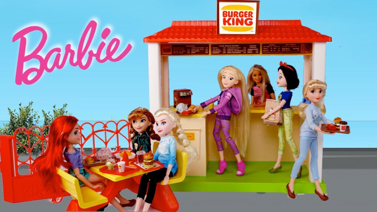 Barbie Rapunzel Doll Fast Food Burger King Restaurant Toy - Titi Toys Barbie Videos