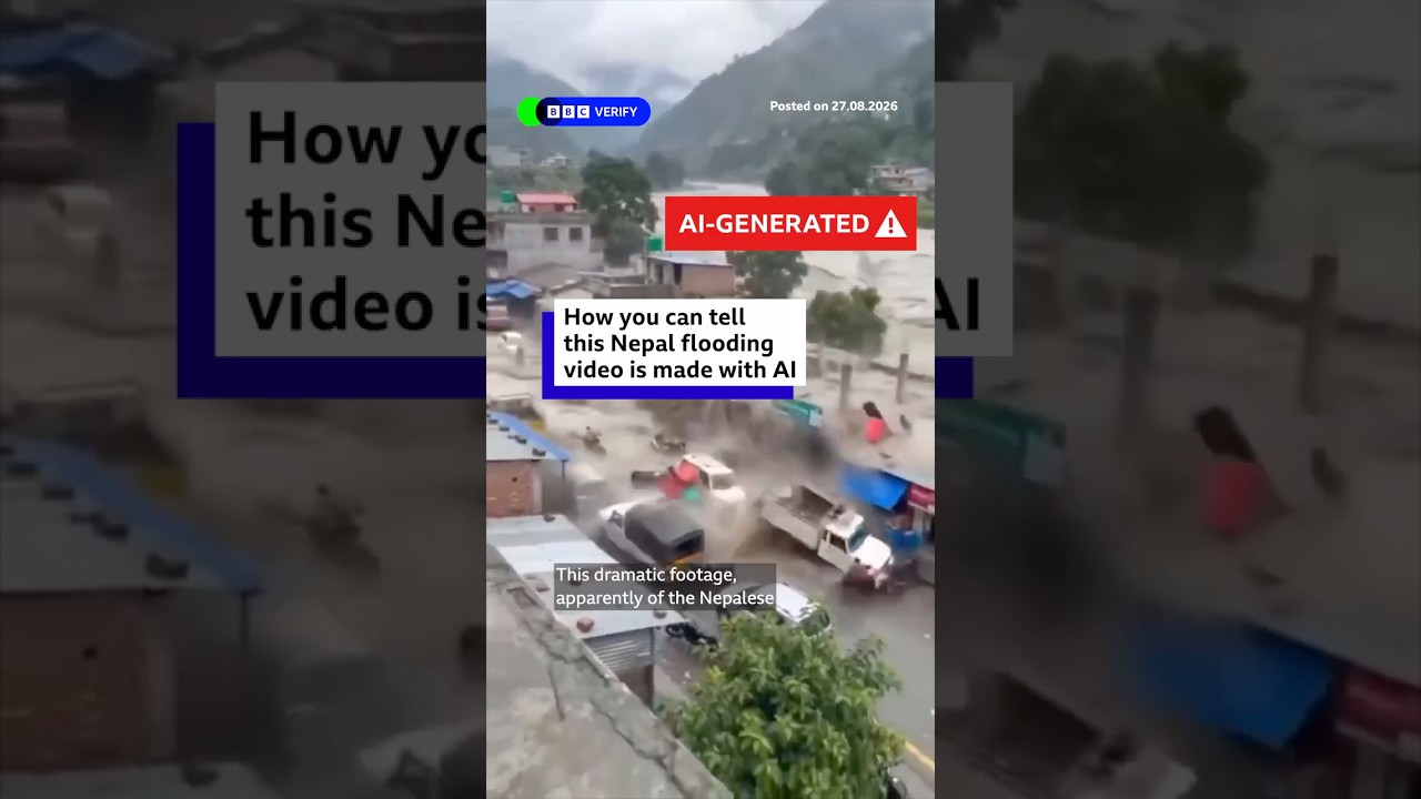 How you can tell this Nepal flooding video is made with AI | BBC News India