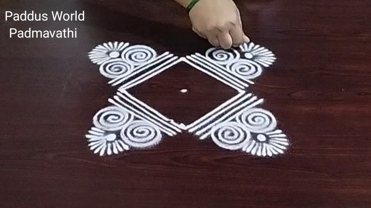 Easy and Simple Rangoli ☘️3X1 dots Creative Rangoli ☘️ Latest Small Rangoli ☘️paddus world