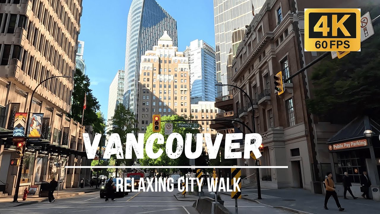 Walking in Downtown Vancouver 🇨🇦 | Burrard, Canada Place & Hornby Streets | City Walk 4K