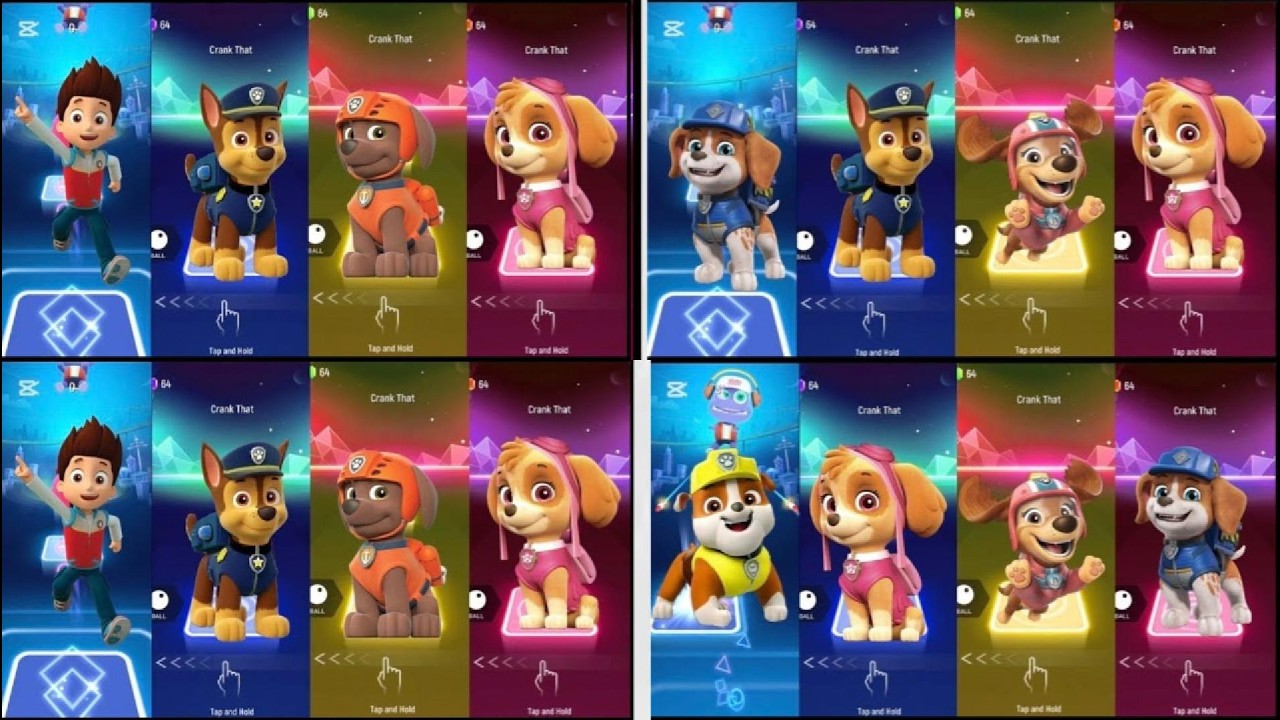 Paw patrol Team Sky vs Ryder vs Rublle vs Chase Coffin Dance vs Music Tiles hop Edm Rush