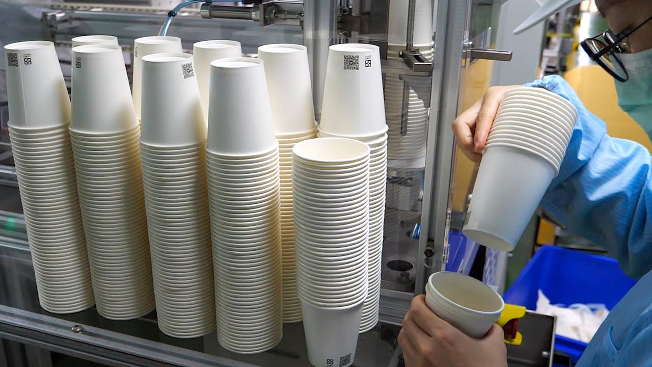 Процесс массового производства бумажных стаканчиков. / Taiwan paper cup factory