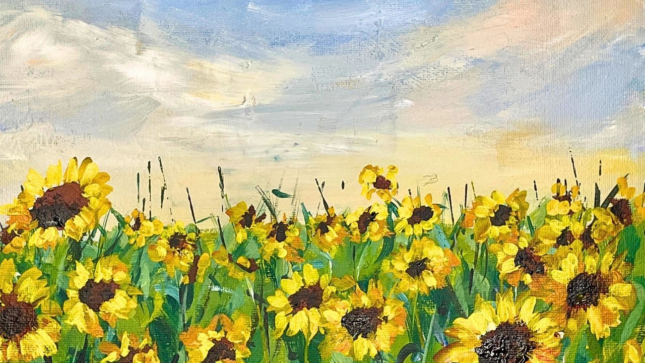 Acrylic Sunflowers Painting Tutorial