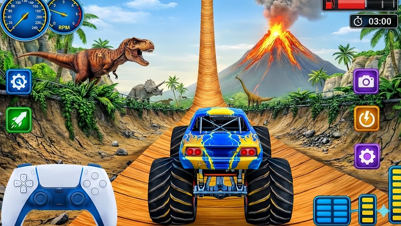 Ultimate Monster Truck Stunt: Small to Giant Cars vs. Giant Race Challenge