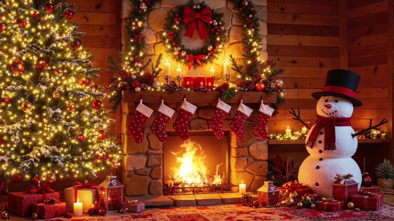🎄 Warm Christmas Piano Fireplace 2026 🔥 Relaxing Christmas Music with the Fireplace and Snowfall
