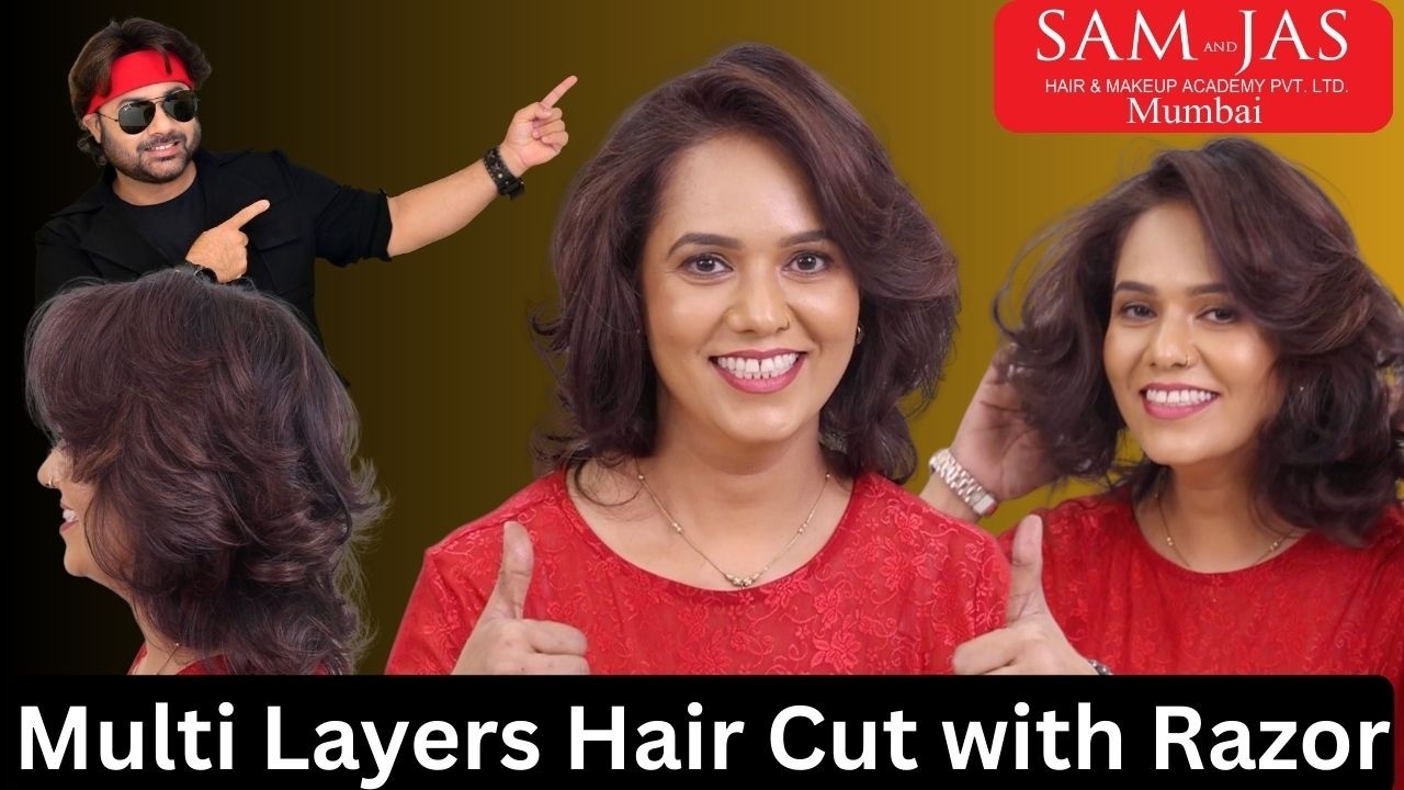 Многослойная стрижка бритвой от Джаса Сира из парикмахерской академии Sam and Jas Hair Academy в ...