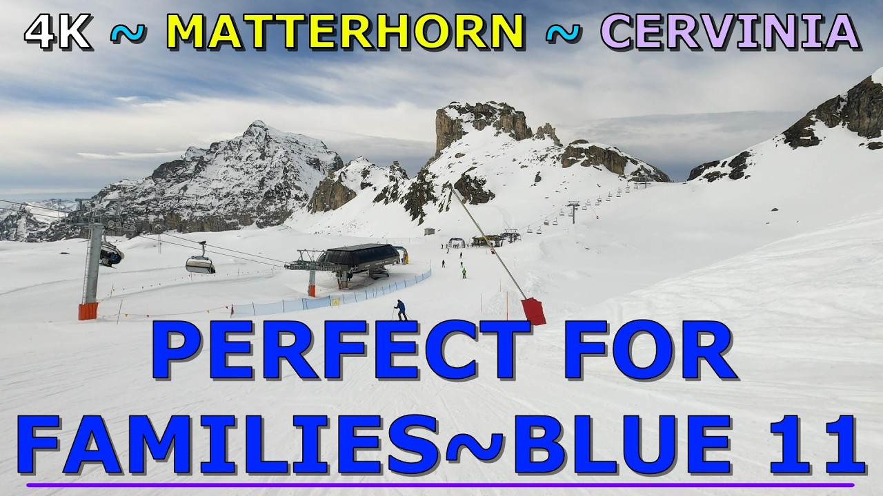 Горнолыжный курорт Червиния, Италия | Семейный спуск Blue 11 ⛷️ Маттерхорн GoPro 4K! ☀️OneRepubli...