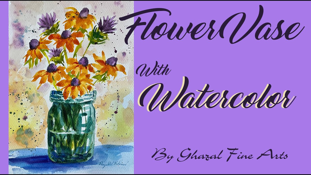 How to Painting Flower Vase with watercolor | Floral watercolor painting