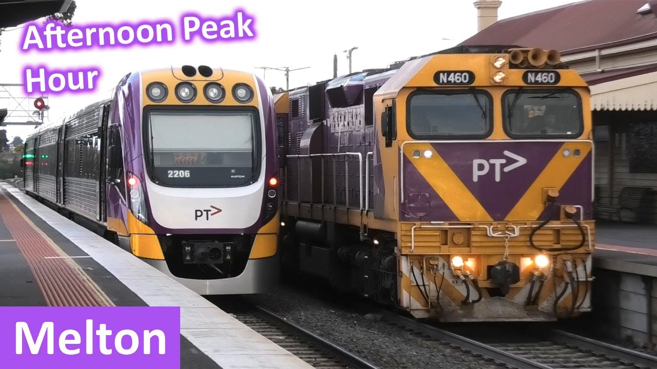 V/Line Passenger Trains at Melton during Peak Hour - Melbourne Transport