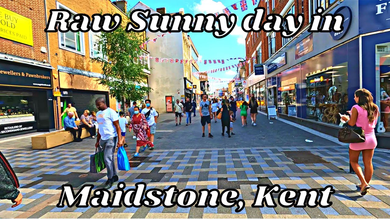 Walk through tour of Maidstone, Kent, England in a typical sunny day | Raw street sounds | ASMR