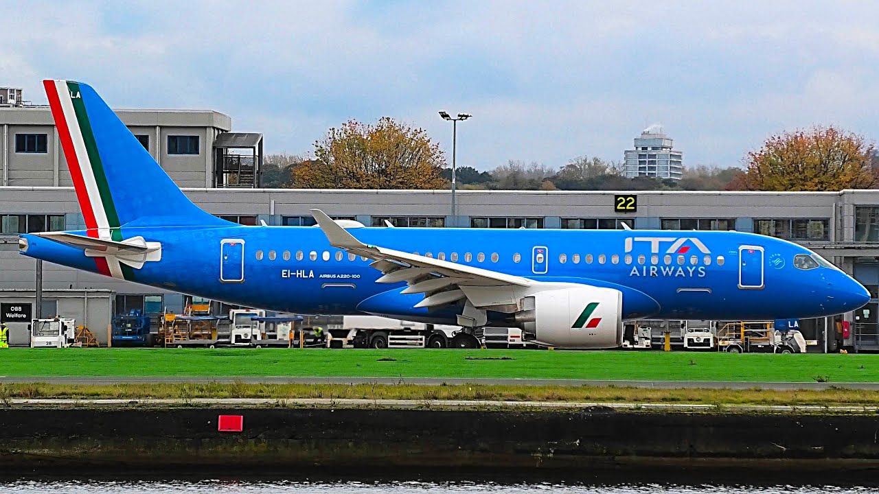 BRAND NEW! ITA Airways Airbus A220-100 | Grand arrival into London City Airport from Milan 🇮🇹✈️🤩