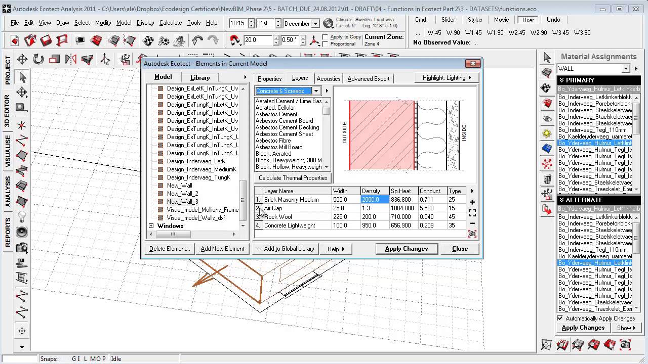 Ecotect Best Practices: Wall Materials