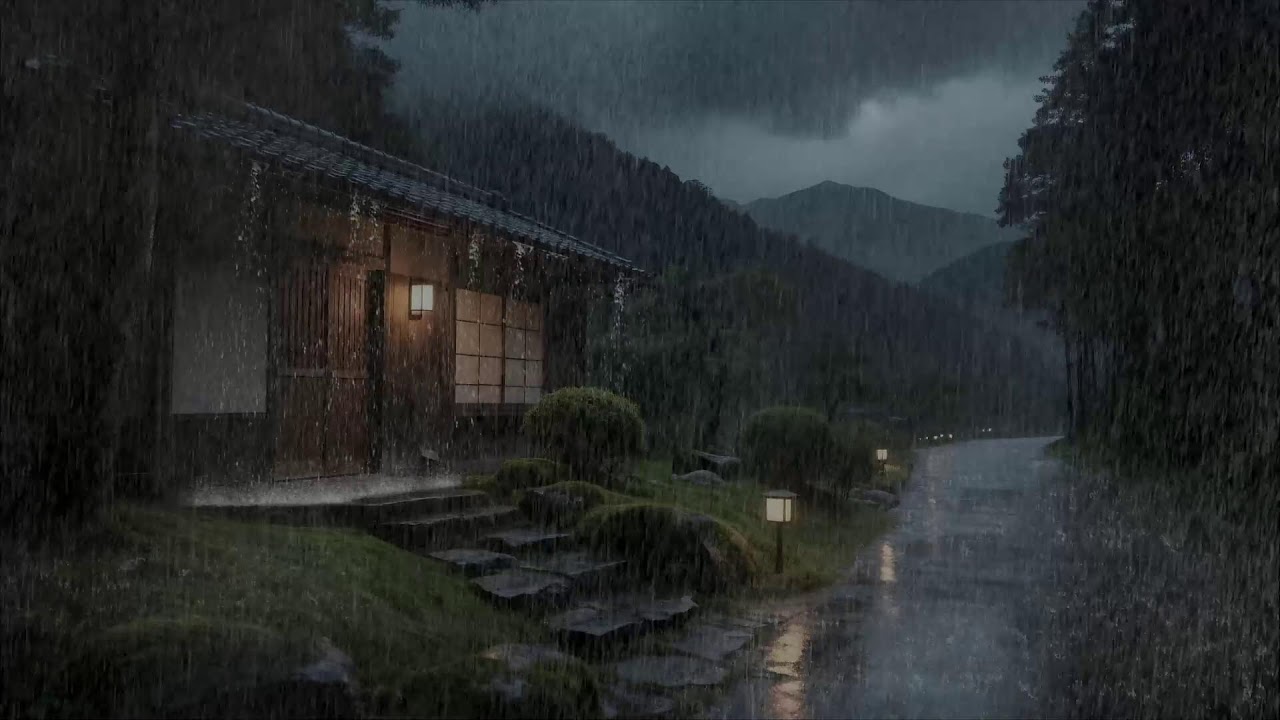 Breathe Deeply Rainfall Over Wooden Cabin for Deep Sleep and Emotional Balance