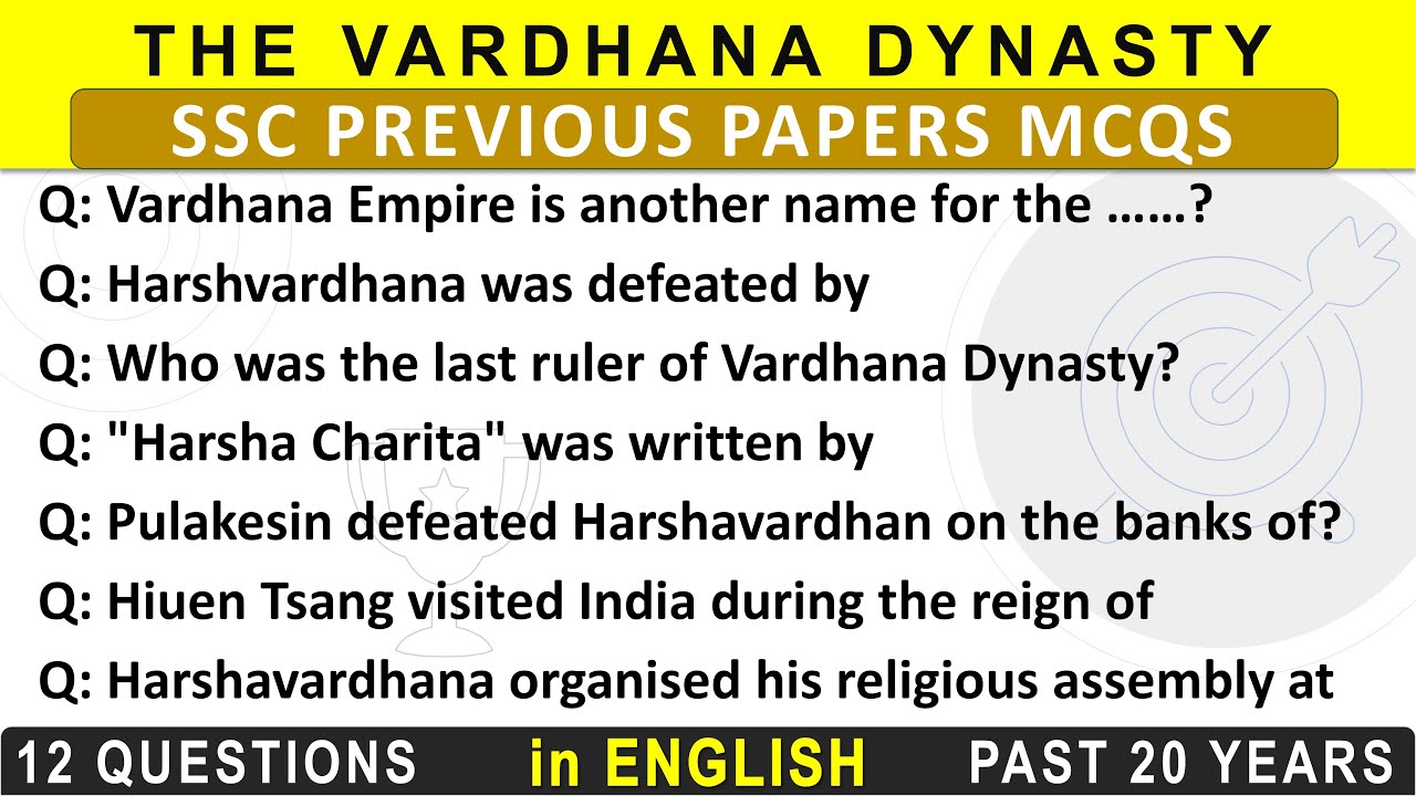 The Vardhana Dynasty | Ancient History|SSC Previous Year Questions |