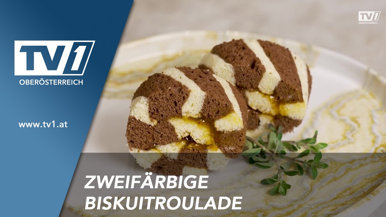 Zweifärbige Biskuitroulade
