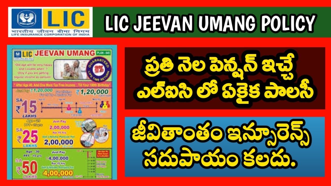 Lic Jeevan Umang Policy Details In Telugu | LIC జీవన్ ఉమాంగ్ పాలసీ | పెన్షన్ పాలసీ |