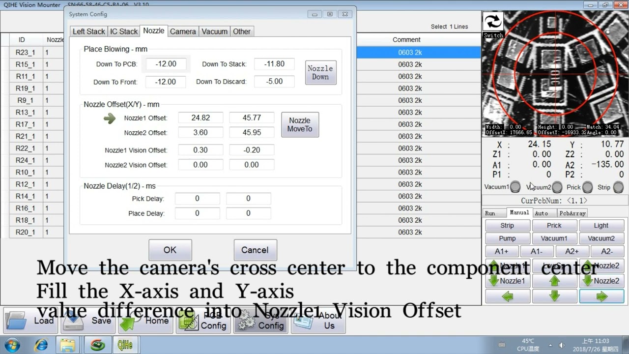 TVM802A EP.6  Nozzle Vision Offset