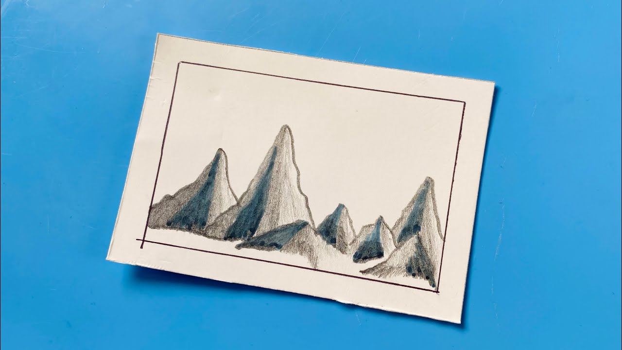 🏔 Mountain Easy Landscape Drawing / How To Draw A Mountain Step By Step