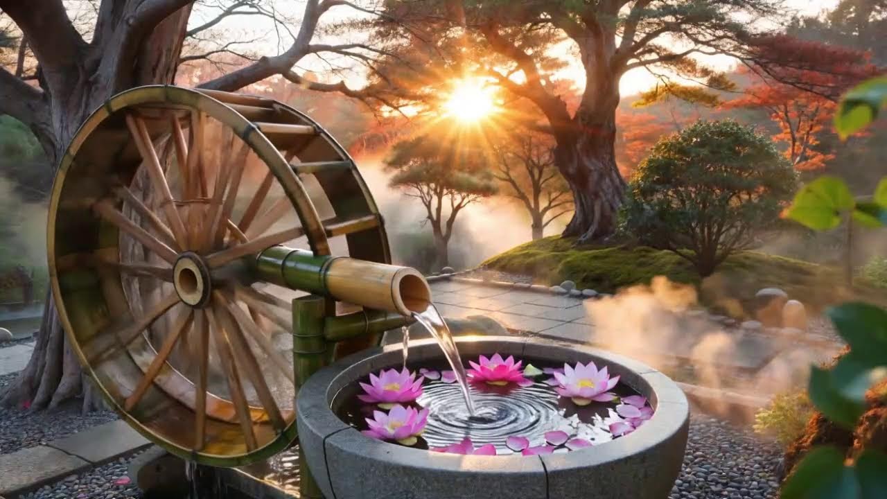 Soothing Spa Piano Music 🌿 Relaxing Sleep Music & Nature Sounds - Bamboo Water Fountain - Calm Music