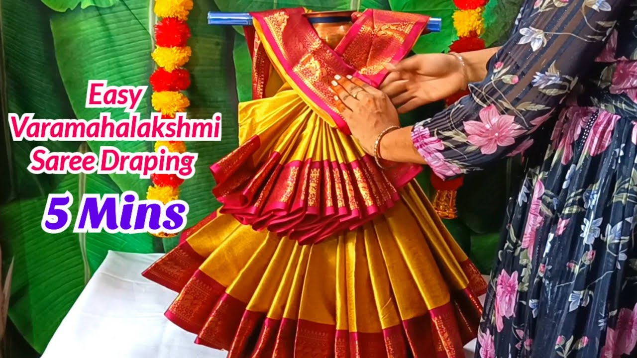 Quick and Easy Varamahalakshmi Saree Draping 🪷 How to Drape Saree for Varamahalakshmi#trending