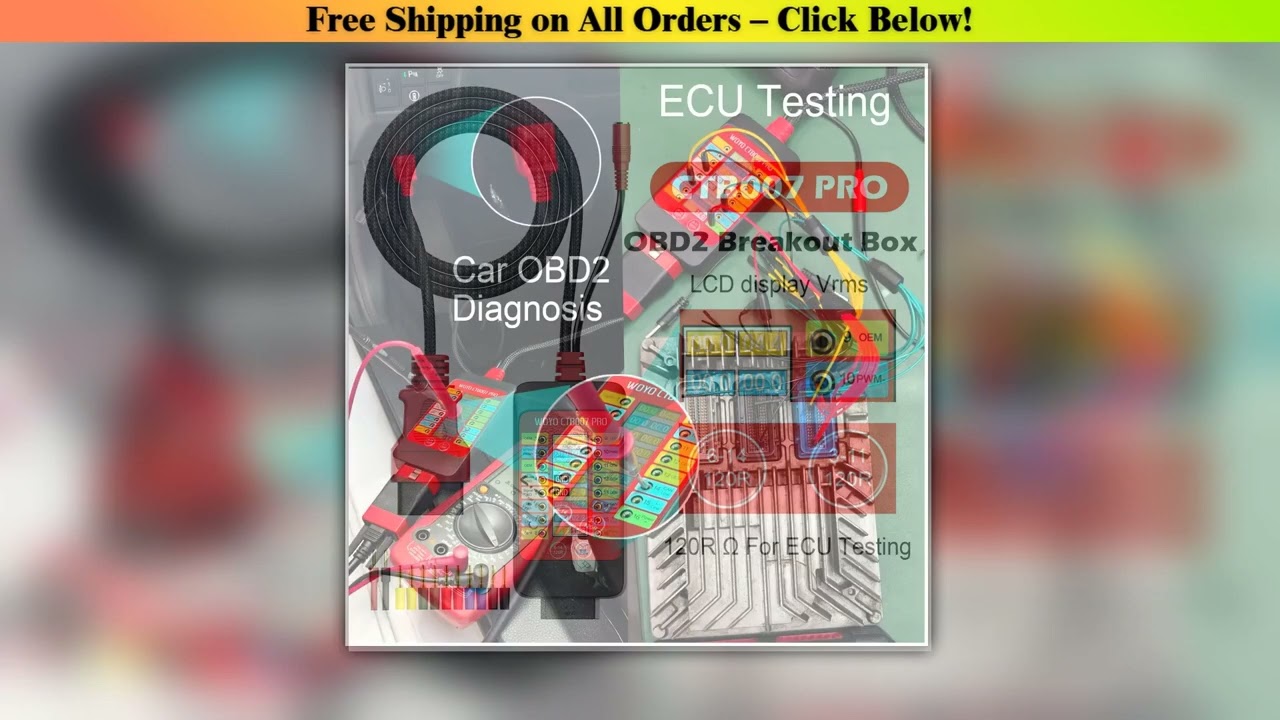 CTB007 PRO OBD2 Breakout Box with LCD Display 16PINs Vrms, ECU Testing on Bench with Built-in