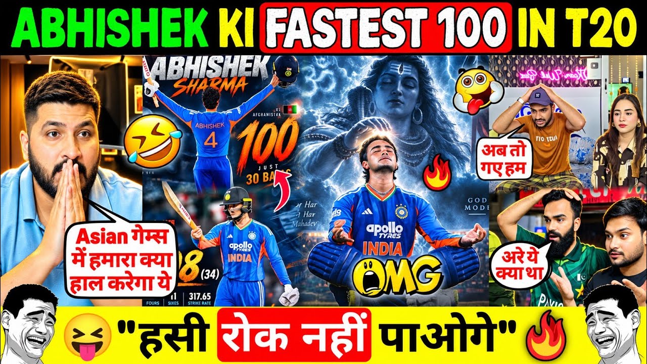😂 Pak Media Crying After Abhishek Sharma's Fastest 100(30)🔥 IND vs AFG | Pakistani Reaction 😜