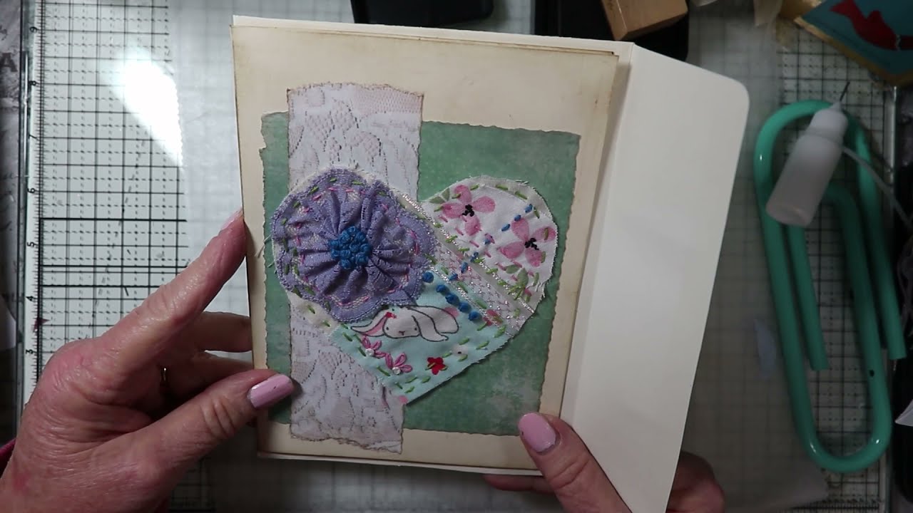 Slow Stitch Card made into Folio