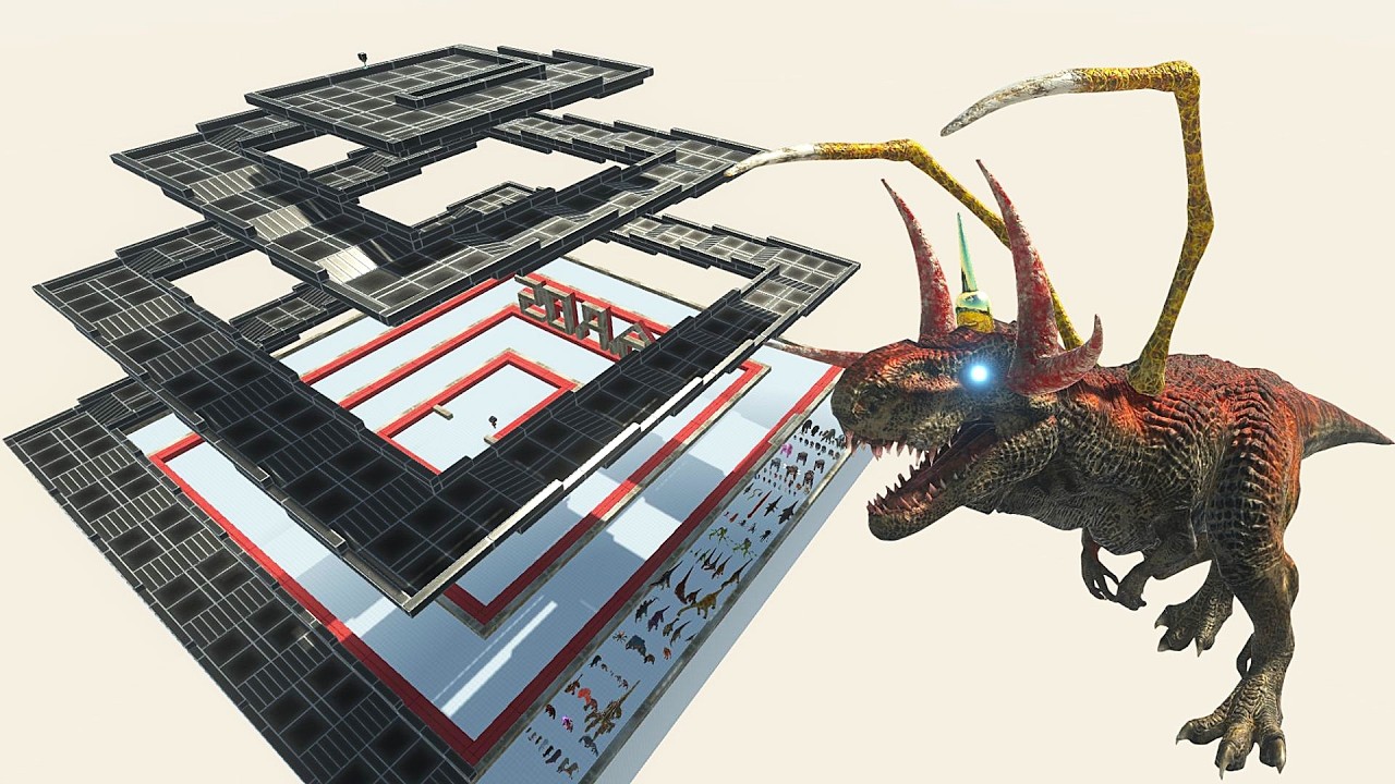 ESCAPE FROM 💀🦖 Alien T-REX 🔥😱 - Survived Mode - Animal Revolt Battle Simulator