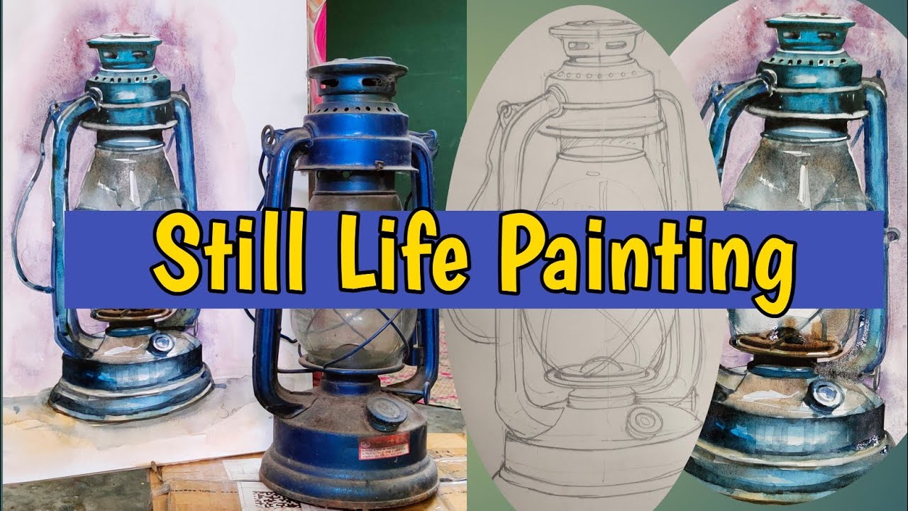 Painting A Realistic Still Life in Watercolor I Hurricane Lamp Time Lapse Tutorial
