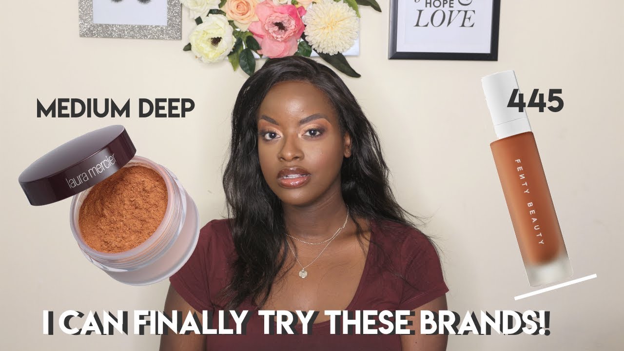 FINALLY TRYING OUT FENTY BEAUTY PRO FILTR 445 & LAURA MERCIER MEDIUM DEEP | Olivia Akumu