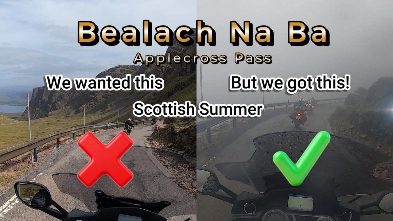 RIDE WITH ME - Scotland - Riding the Bealach Na Ba ( Applecross Pass) in terrible conditions. NC500