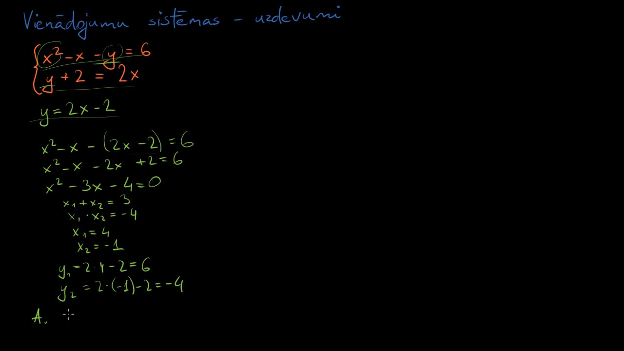 Vienādojumu sistēmas - uzdevumi 1