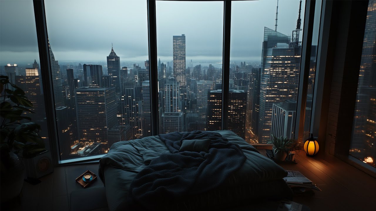 Cozy Rain From A Luxury New York City Apartment🌧️Calm Rain Ambience For Reading, Sleeping, Etc.