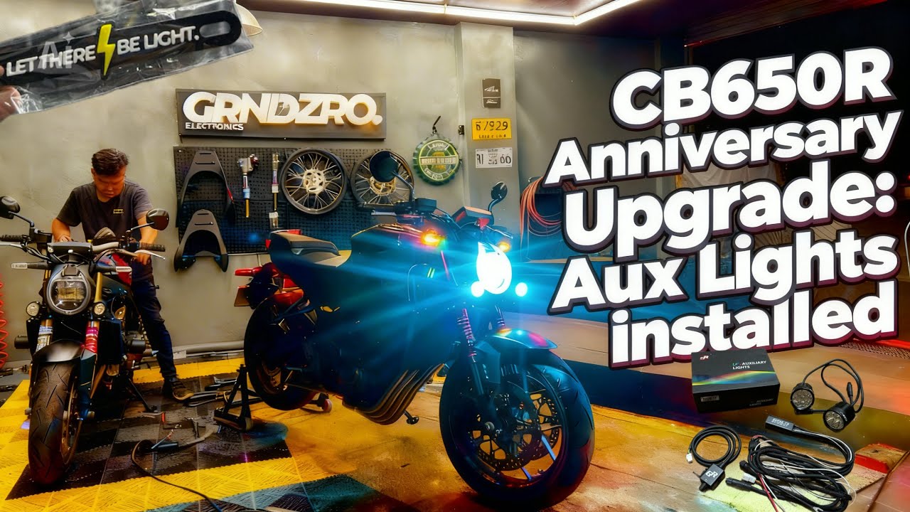 Ep 8 | Gold Runway CR4 Aux Lights Installation & Unboxing Part 1 | CB650R 1-Year Anniversary Upgrade