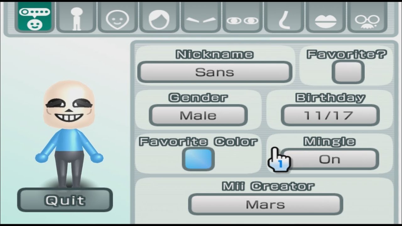 Sans - Undertale - Mii 181